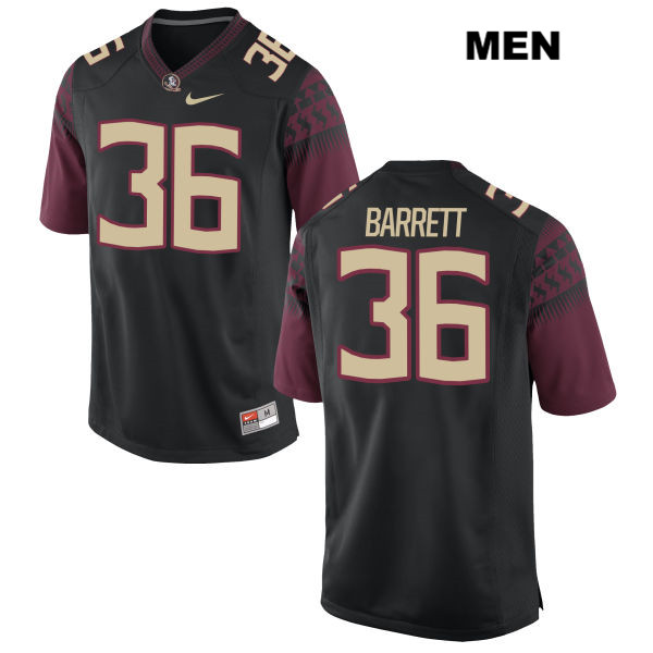 Men's NCAA Nike Florida State Seminoles #36 Brandon Barrett College Black Stitched Authentic Football Jersey LQX6369EH